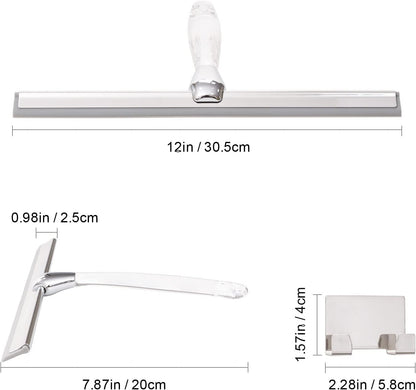 Shower Squeegee for Glass Doors, Squeegee for Shower Glass Door, Window and Car Glass, Mirrors - All-Purpose Stainless Steel Squeegee, 10 Inches and Black