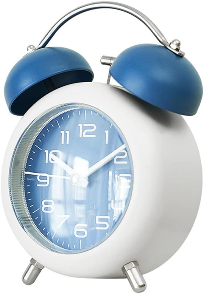 TXY Alarm Clock, Metal 4 Inch Desk Table Analog Clock Silent with Night Light for Dormitory Home Office Travel Decor Alarm Clock (Pink)