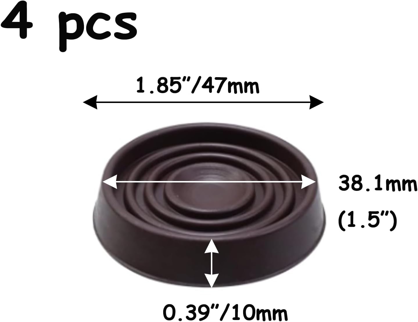 Semetall 1.5 Inch Rubber Caster Cups 8 Pack Black | Non Slip Furniture Coasters Floor Protectors for Bed Couch Table Chair