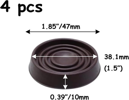 Semetall 1.5 Inch Rubber Caster Cups 8 Pack Black | Non Slip Furniture Coasters Floor Protectors for Bed Couch Table Chair