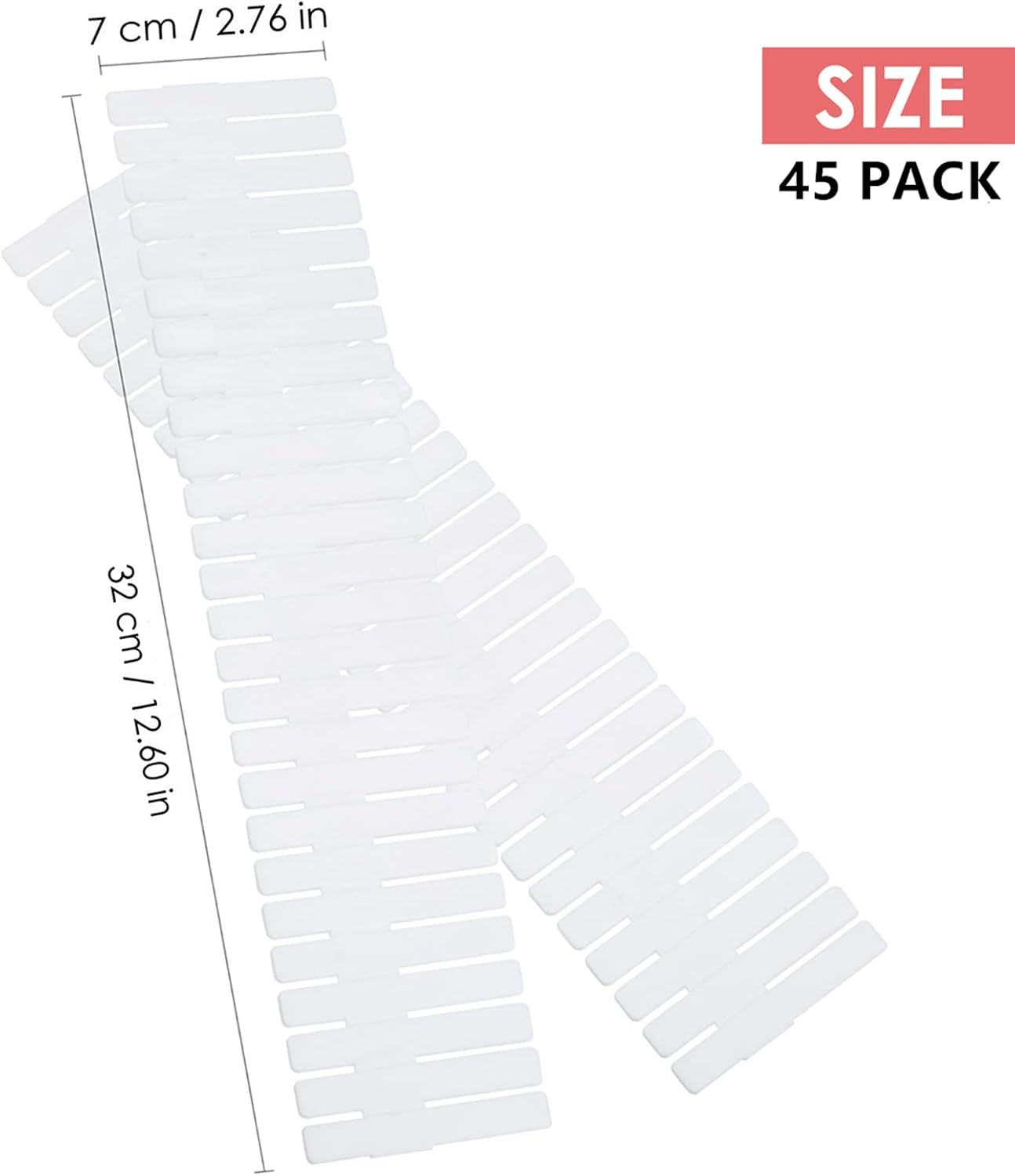 45 Pack Drawer Dividers, Plastic Adjustable Drawer Storage Organizer for Tidying Clutter Socks, Underwear, Makeup, Kitchen, Dresser Black