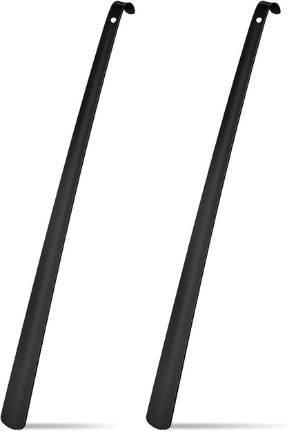 2 Pcs 31.5'' Extra Long Metal Shoe Horn for Elderly, Silver | Shoehorn Dressing Stick for Senior Disabled Men Women Limited Mobility, Standing Reach Assist, No Bending Needed