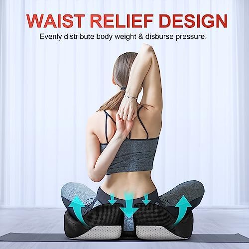Benazcap Large Ergonomic Seat Cushion Relieves Sciatica & Tailbone Pain