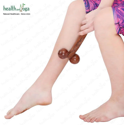 HealthAndYoga™ NatureSooth Wooden Massage Roller – Wood Therapy Massage Tools – Handheld Calf and Leg Massager, Back and Shoulder Massager and Full Body Massager