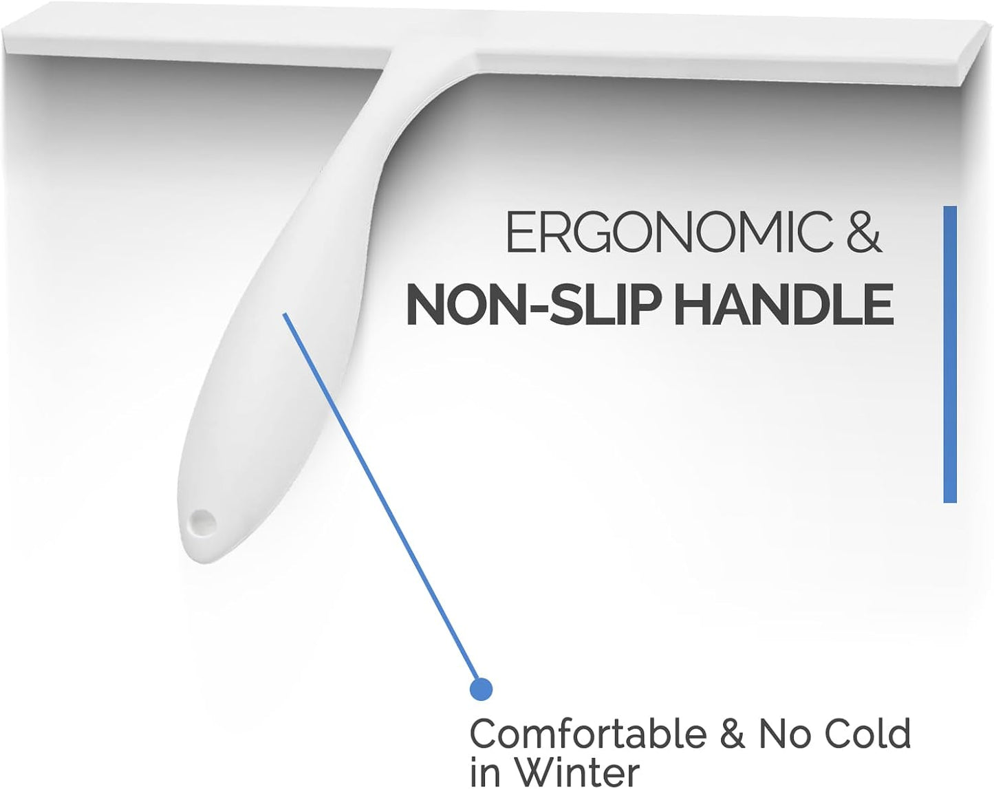 FY&XZH Never Rust Silicone Shower Squeegee for Glass Doors with Hook, Bathroom Cleaner Tool, Household Window and Mirror Squeegee, Ergonomic Thick Handle Squeegee for Shower Glass, 11-Inch (White)