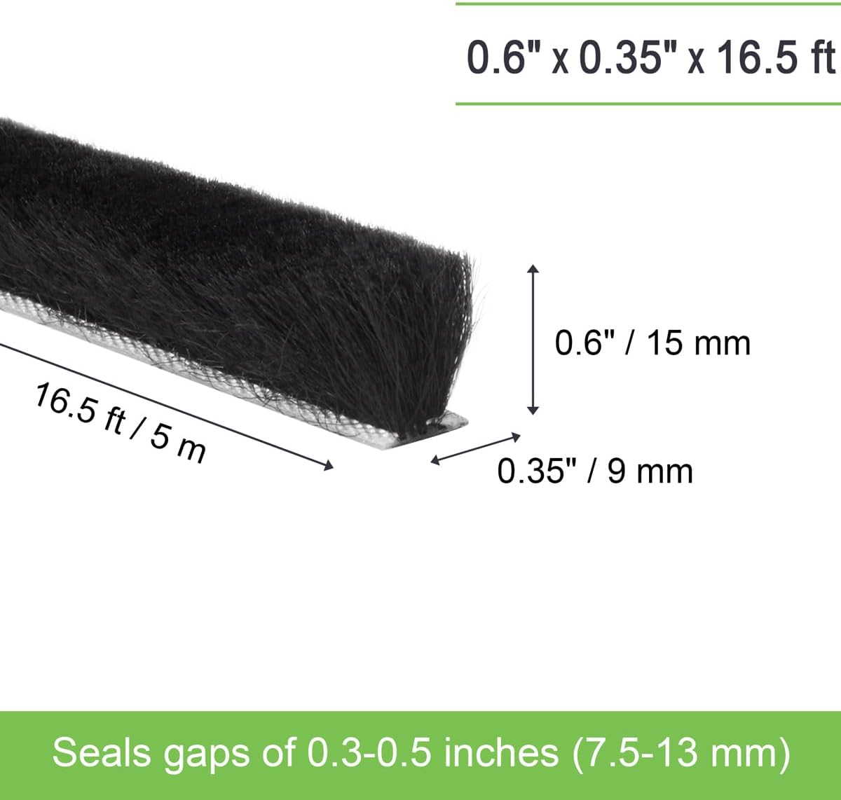 Self-Adhesive Weather Stripping Seal for Doors & Windows – Soundproof Insulation Gap Filler for Sliding, Exterior, Front, and Jamb Frames – 0.2" x 0.35" x 16.5 ft, Gray