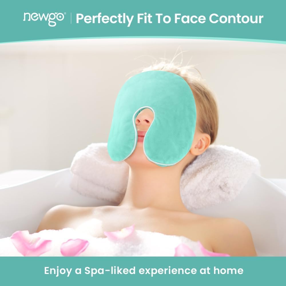 NEWGO Face Heating Mask, Moist Heat for Sinus & Migraine, Purple | Reusable and Easy to Use, Microwavable Warm Compress for Sinus Pressure, Migraine, and Tension Headache Relief