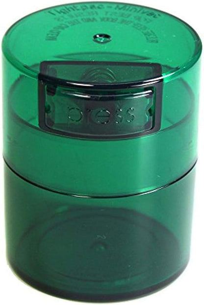 Minivac - 10g to 30 grams Airtight Multi-Use Vacuum Seal Portable Storage Container for Dry Goods, Food, and Herbs - Green Clear