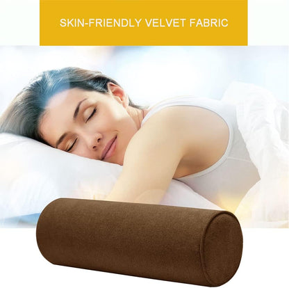 Cylinder Round Memory Foam Support Pillows Cervical Neck Roll Pillow with Pillowcase Soft, Comfortable and Breathable for Sleeping, Chair, Car, Sofa，Travel (Navy Blue, 18X6)