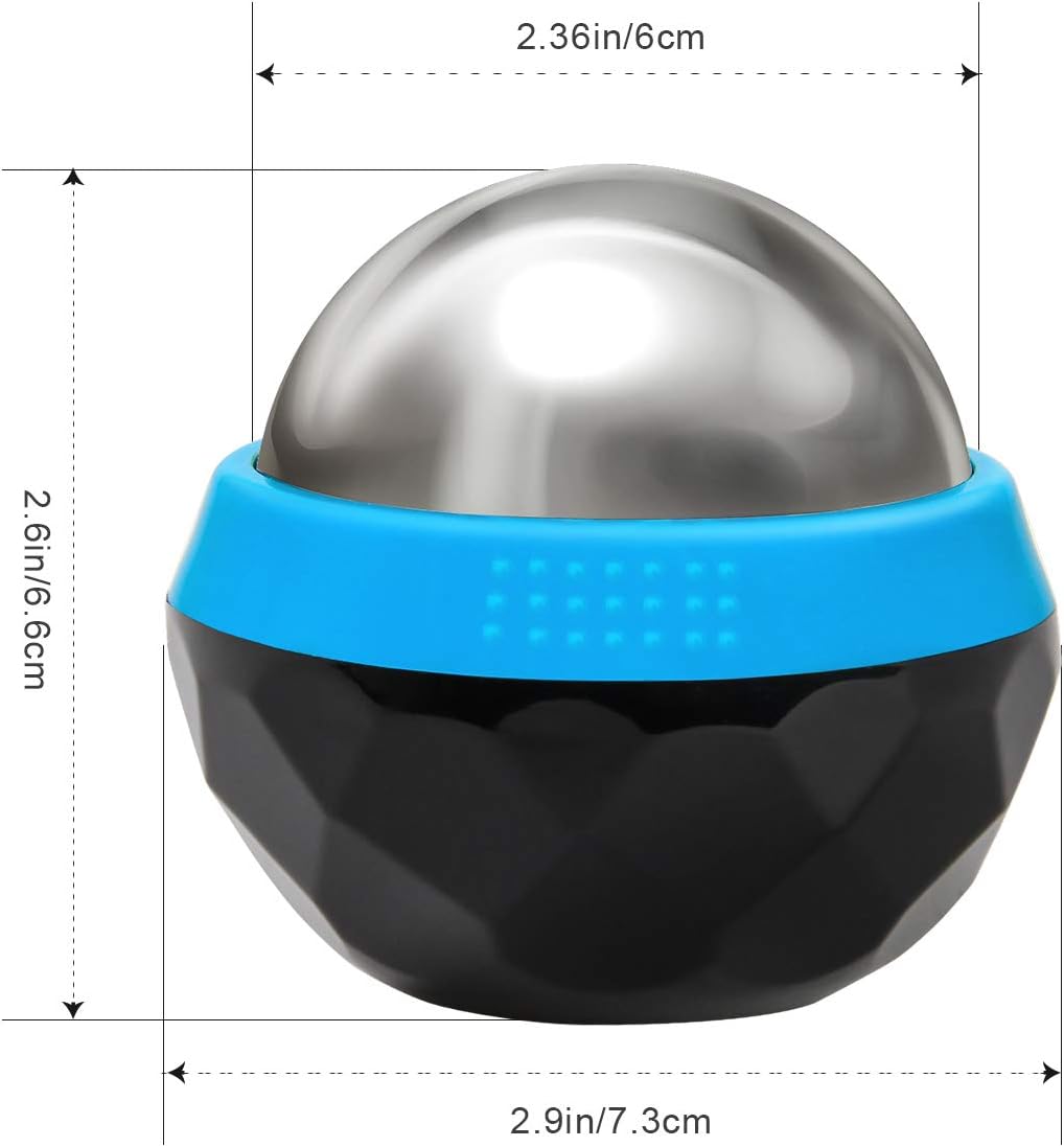 Coolrunner Cold Massage Roller Ball, Cryosphere Cold Massage Ball- Heat Therapy & Cold Therapy Relief with Cold Gel Core- Helps with Muscles Recovery and Inflammation for Shoulders, Neck (Black Blue) | Heat Therapy & Cold Therapy Relief, Helps with
