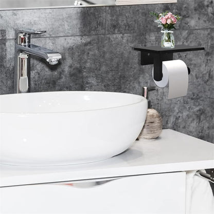 Toilet Paper Holder with Natural Marble Shelf for Bathroom Washroom,Wall Mounted Tissue Holder Suitable for Mega Roll (Brushed Nickel,Small 6.7 * 4.3 in)