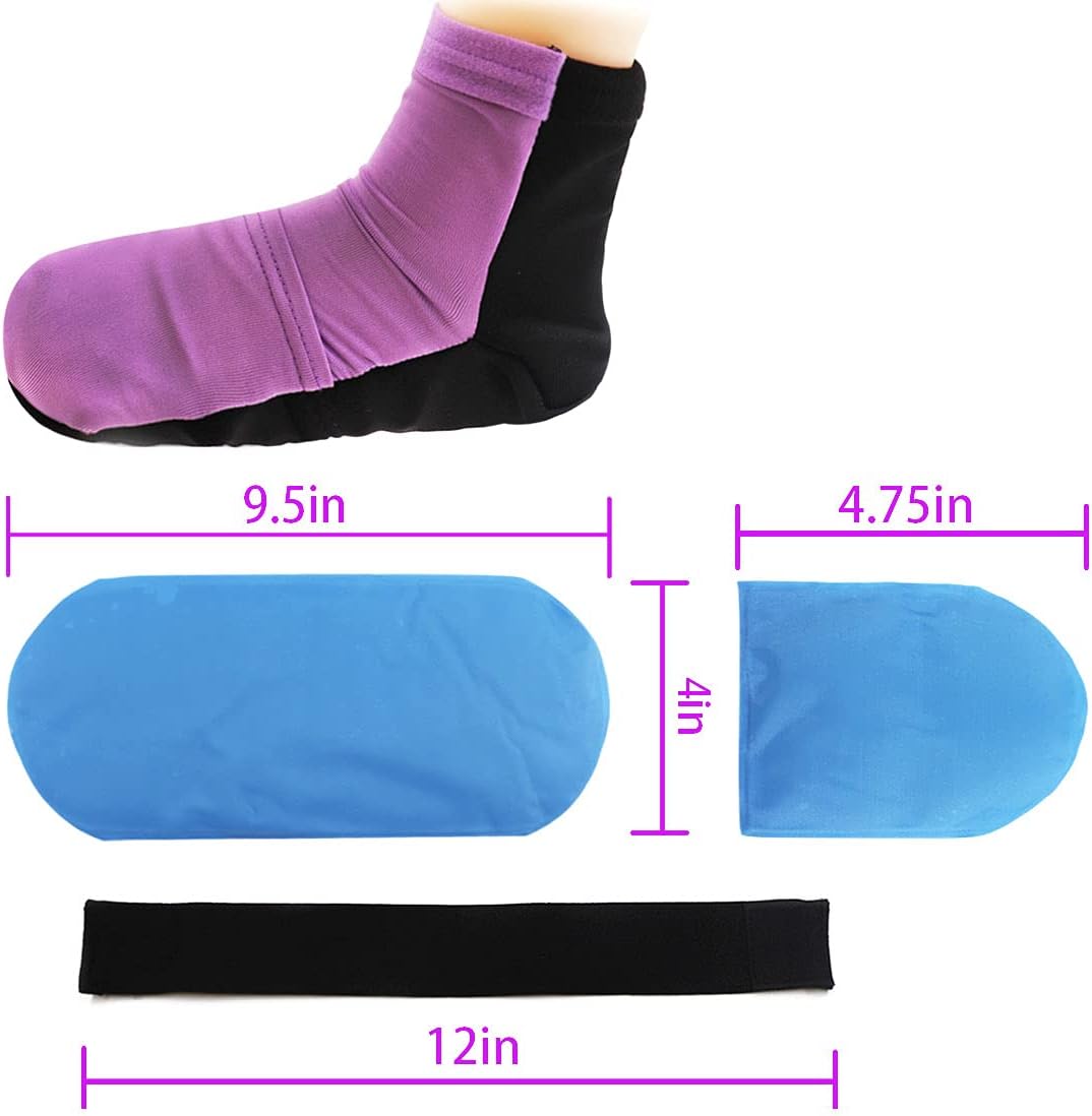 Reusable Cold Therapy Socks, Gel Ice Pack for Feet Heels Injuries Swelling, Hot and Cold Therapy Socks for Plantar Fasciitis Neuropathy Chemotherapy Pain Relief for Foot Ankle (Pink)