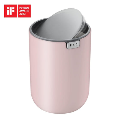 EKO Fandy 0.58 Gal/2.2L Mini Trash Can with Lid, Swing-Top Desktop Trash Can for Bathroom, Countertop, Vanity, Desk or Office, Small Garbage Bin (Blue)