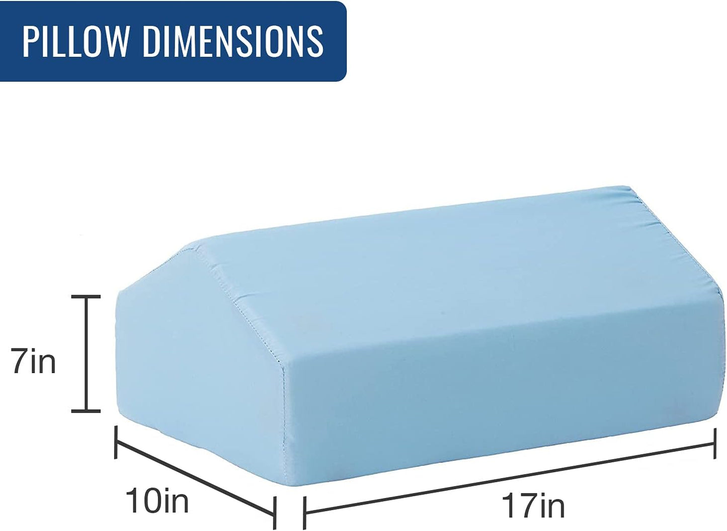 DMI Leg Elevation Bolster Pillow, Ankle and Knee Support, Leg Elevation, Back, Lumbar and Neck Relief, 16.5 x 10 x 7 in, Blue