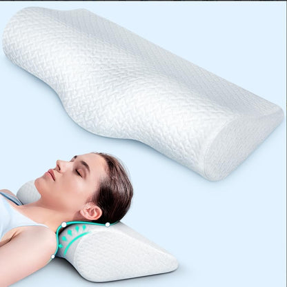 Demelon Cervical Neck Pillows for Pain Relief Sleeping, High-Density Memory Foam Pillow Neck for Bolster Support and Shoulder Relaxer, Decompression Devices Orthopedic Roll Pillow for Bed Office