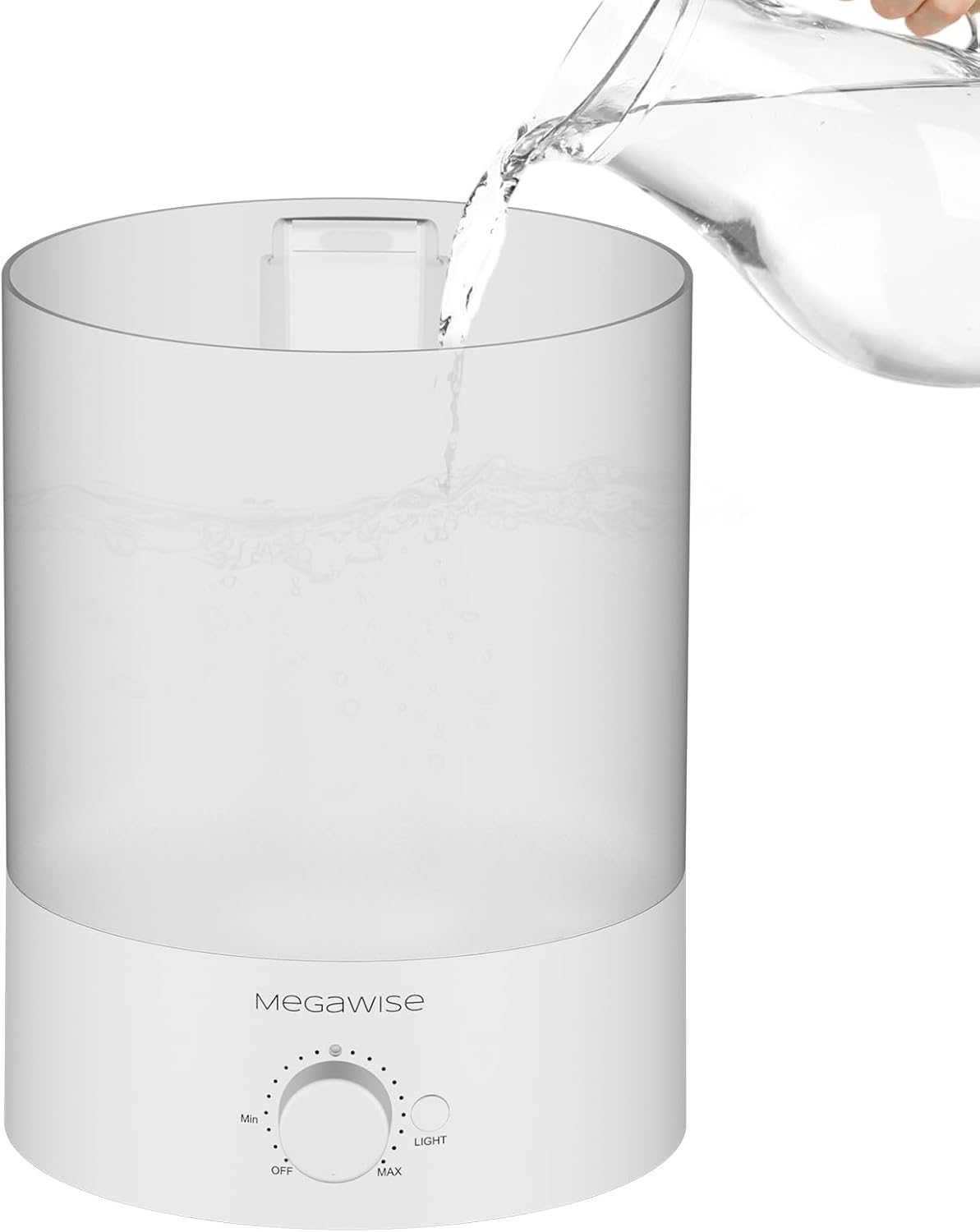 MEGAWISE Cool Mist Humidifier,Ultrasonic Humidifier with Aroma & LED Light