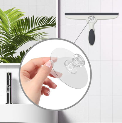 Shower Squeegee for Glass Doors & Walls - 10" Squeegee with Adhesive Hook - Pack of 2/Gray