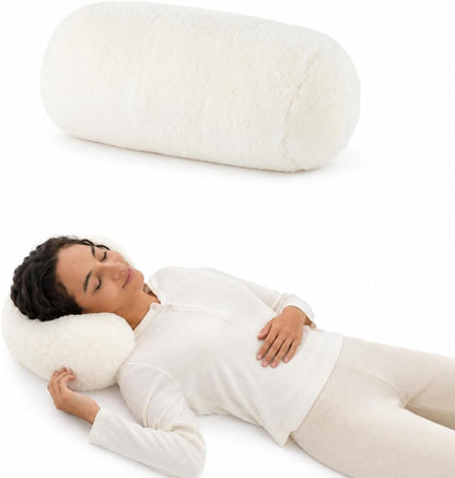 Berkshire Cervical Neck Roll Pillow with Extra-Fluffy™ Removable Cover, Multi-Purpose Bolster Cushion for Couch, Office & Travel, One Size 13.5" x 7.5", Smoke