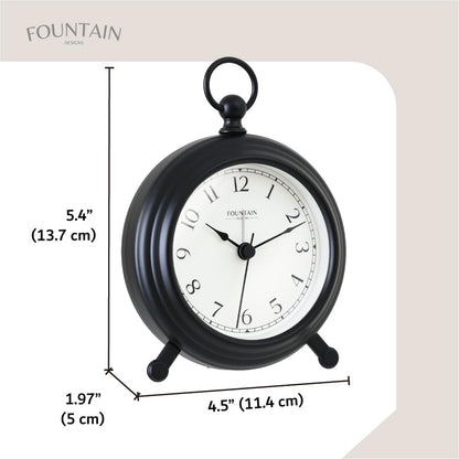 5.4" Jensen Pocket Watch Analog Alarm Clock,Morning Silver | Silent Non Ticking,Durable Metal,Loud Desk & Shelf Alarm Clocks for Bedroom,Home Office, Mantel & Living Room