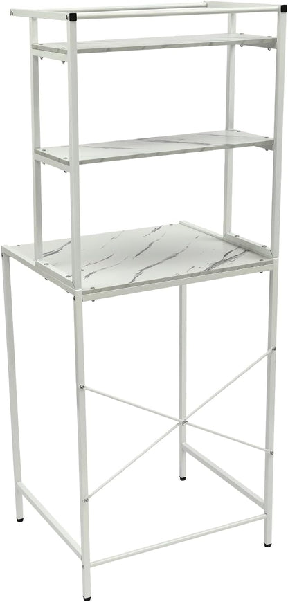 Over Washer and Dryer Storage Shelf Portable Organizer Rack Space Saver Standing Rack with Adjustable Feet for Bathroom Laundry Room (Black+Oak)
