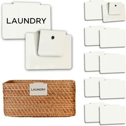 Storage Bin Label Holders Clip-On – 10 Pack Metal Basket Labels for Pantry, Baskets, Shelves & Organization Bins, 3.5” x 2.5