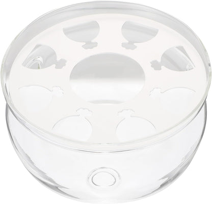 Ipetboom Glass Teapot Warmer Base Heat Preservation Holder with Ventilation White and Transparent Glass Tea Heater for Home Office Tea House Coffee Shop