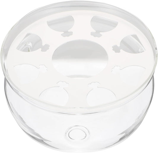 Ipetboom Glass Teapot Warmer Base Heat Preservation Holder with Ventilation White and Transparent Glass Tea Heater for Home Office Tea House Coffee Shop