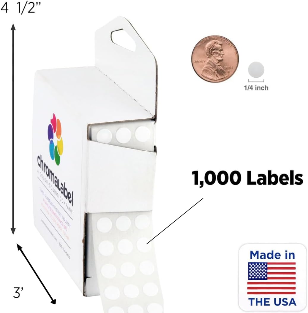 Dark Blue, Red & Yellow Dots, 1/4 Inch, 1000/Box Each Color | Writable Semi-Gloss Circle Labels in Dark Blue, Red and Yellow for Offices, Retail and Classrooms. Made in USA - Colors B