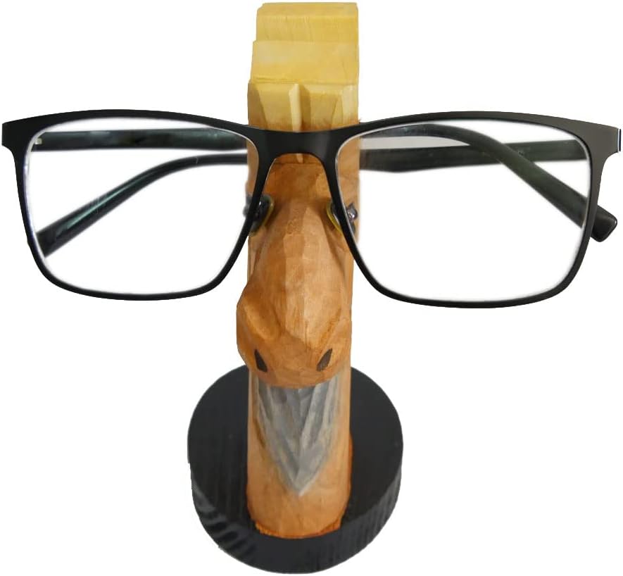Red Dollar Handmade Wood Carved Animal Eyeglass Holder, Cute Sunglasses Display Stand, Nightstand Home Office Desk Decor, Christmas Holiday New Year Business Gift for Men Women Adults (Dog)