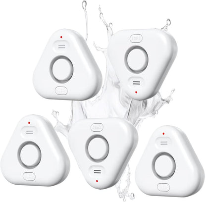 5 Pack Water Leak Detectors for Home, Stechro 4 Levels Adjustable Audio 0-120dB Water Sensor Alarm Leak Detector with Leak and Drip Alert, IP66 Water Leak Sensor for Basements Kitchen Sink Laundry