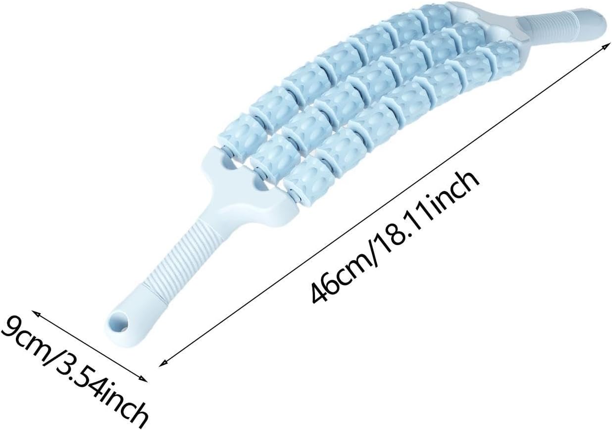 Massage Roller Sticks Handheld Body Relaxation Manual Massage Tool Ergonomic Grip Multifunctional Anti Slip Handle Suitable for, Blue