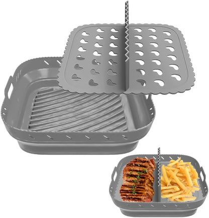 Chef's Path Silicone Air Fryer Liner: 8-inch Liners with Divider for Air Fryers - Reusable Inserts are Foldable, Making The Airfryer Basket Easy to Clean. Safe for Microwave Oven Use.