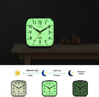 Tinload Small Battery Operated Analog Travel Alarm Clock Silent Non Ticking, Gentle Wake, Ascending Beep Sounds, Snooze,Lighted on Demand, Easy Set(Black)