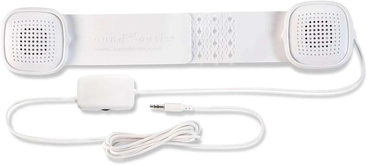 Sound Oasis Sleep Therapy Pillow Speakers with Holder – Ultra-Thin Under Pillow Stereo Speakers with Volume Control, 3.5mm Audio Jack for Sleep Sounds, Tinnitus Relief, Music & Relaxation