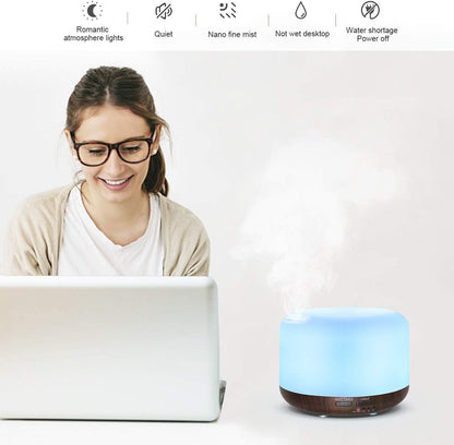 300ML Essential Oil Diffuser, Remote Control Ultrasonic Aromatherapy Oil Diffusers Cool Mist Humidifier, Waterless Auto-Off and 7 LED Light Colors for Bedroom, Yoga, SPA, Baby
