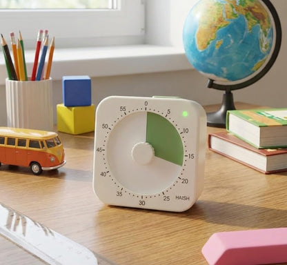 60 Minute Visual Timer for Kids - Premium Countdown Timer with Magnetic Back & Pause Function, Silent Operation for Classroom Teaching Home, Time Management Tool(Batteries Included) (Green)