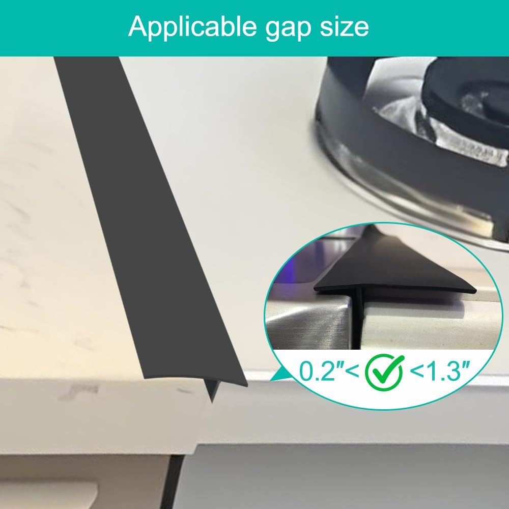 Stove Counter Gap Cover - 25 Inch Silicone Stove Gap Filler 2 Pack White | Kitchen silicone oven gap filler, countertop strips gap guard, easy to clean; white counter gap cover,crack guard for counter