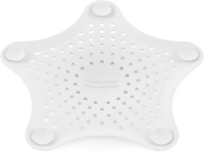Umbra Starfish Hair Catcher, Suction Cup Drain Cover, 6-Inch, White | Silicone material, flexible and durable, water resistant seal, easy to clean, rust proof, fits standard tubs