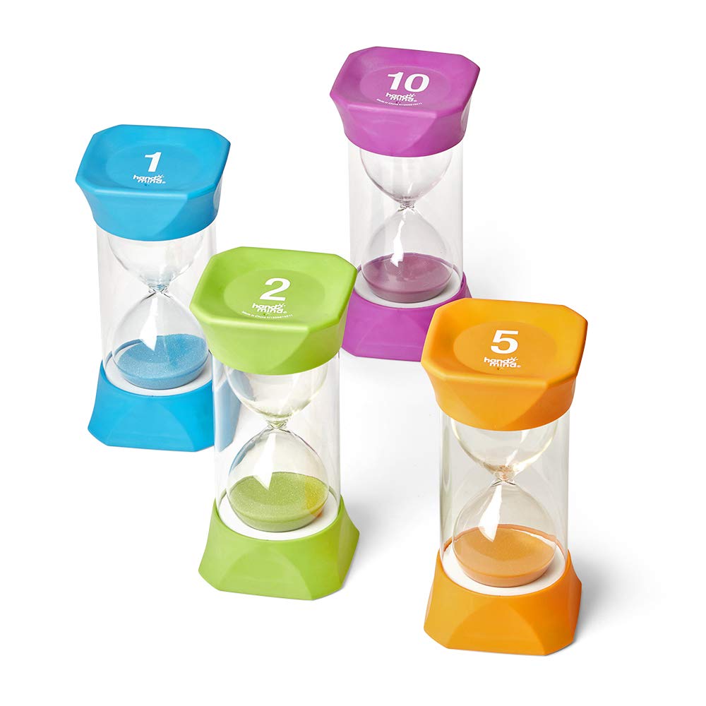 hand2mind Orange Jumbo Sand Timers, 5 Minute Sand Timer, Hourglass Sand Timer with Soft Rubber End Caps Offers Quiet Pausing, Classroom Sand Timers for Kids, Teeth Brushing and Game Timer (Set of 1)