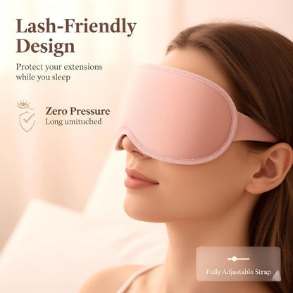 Sleep Mask for Women Men: 100% Blackout 3D Eye Mask for Sleeping, Sleeping Mask for Side Sleepers, Zero Pressure Memory Foam Eyelash Friendly Breathable Eye Cover, Airplane Travel Essentials-Pink