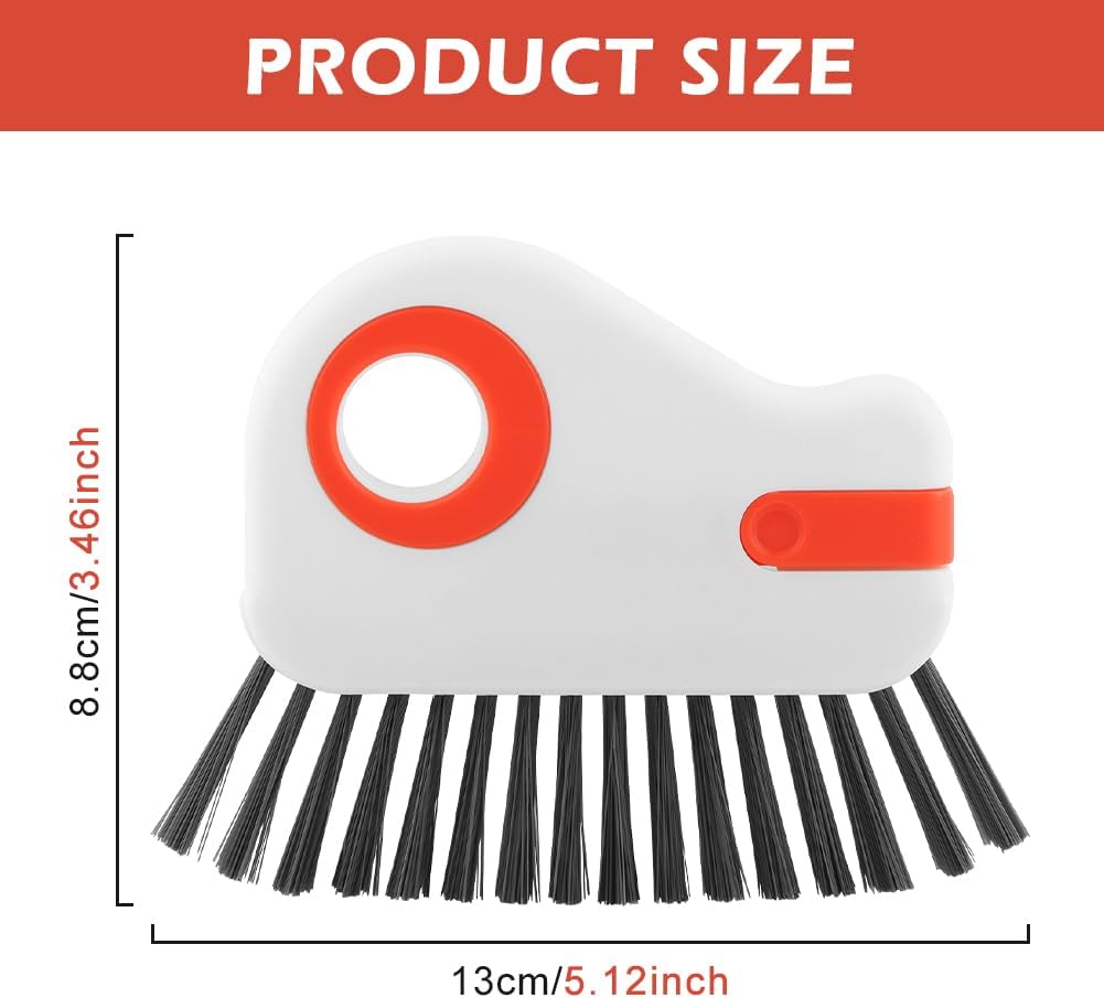 2Pcs 2 in 1 Groove Cleaning Brush, Window Track Cleaning Tools with Hidden Scraper, Multifunctional Hard Bristle Grip Brush for Sliding Door Track, Window Sill