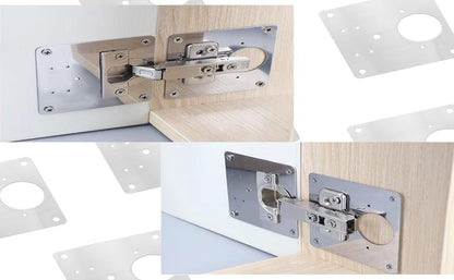 4 Piece Hinge Repair Kit - Cabinet Hinge Repair Plate Stainless Steel Door Hinge Repair Kit for Kitchen Cabinet Hinge Repair Brackets with Mounting Screws and Screwdrivers (4) (4, 3.5"x3.5")
