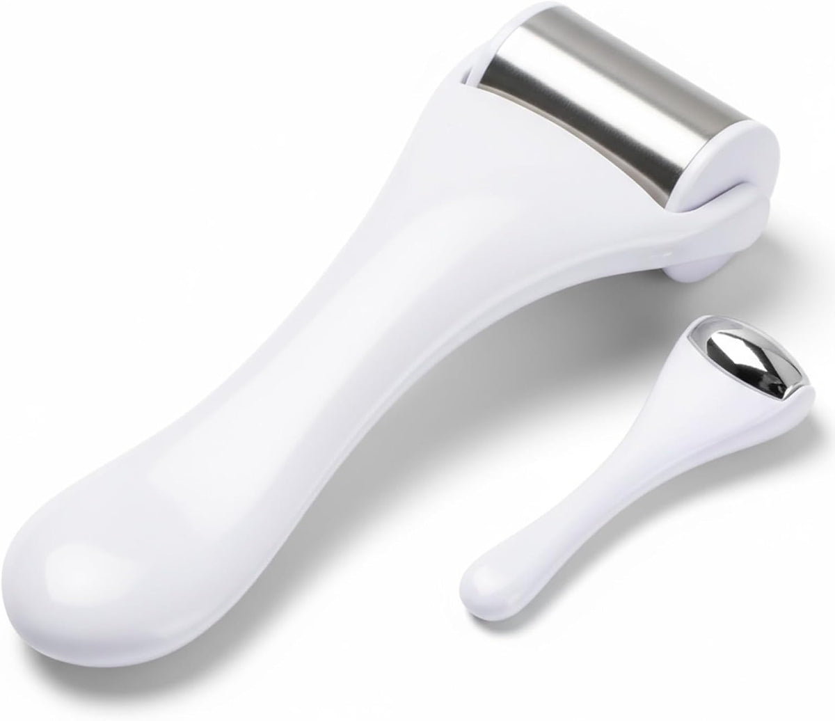 Tondiamo 2 Pcs Muscle Roller Portable Small Silicone Massager Roller Deep Tissue Muscle Massage Stick Cellulite Remover Scar Tissue Massager for Relief Face Neck Arm Back Leg(White,Silicone)