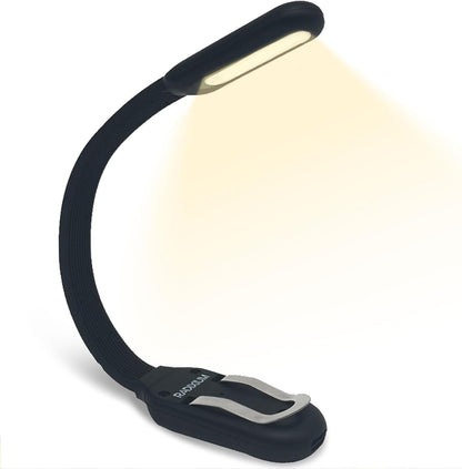 Rechargeable Book Light for Reading in Bed, 4 Color Temperatures Eye-Caring LED, Portable Clip On Reading Light with Magnetic Base, Hands-Free for Travel, Night Reading (Black)
