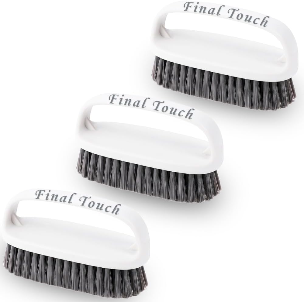 Scrub Brush, Soft-Medium Bristle Scrub Brush with Handle – All-Purpose Cleaning Brushes for Kitchen, Bathroom, Shower, Tile, Grout, Sink & Floor – Durable Household Scrubber by Final Touch (3-Pack)