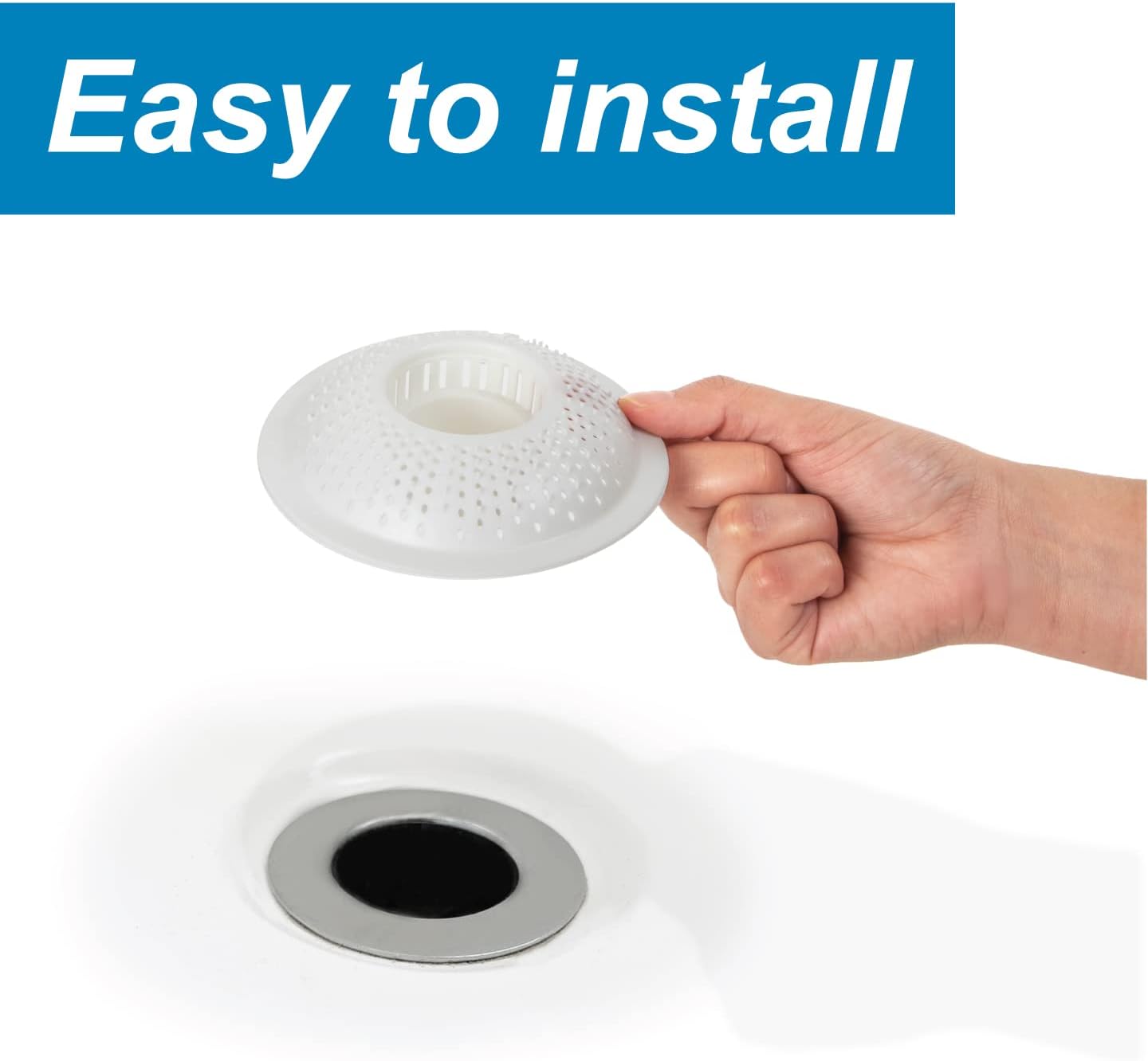 Hairstopper Drain Cover Hair Catcher for Shower and Bathtub, Protects Against Clogs Without Blocking Water Flow, White, 3 Pack | Protects Against Clogs Without Blocking Water Flow, Fits Most Standard Size Shower and Bathtub Drains, 3 Pack