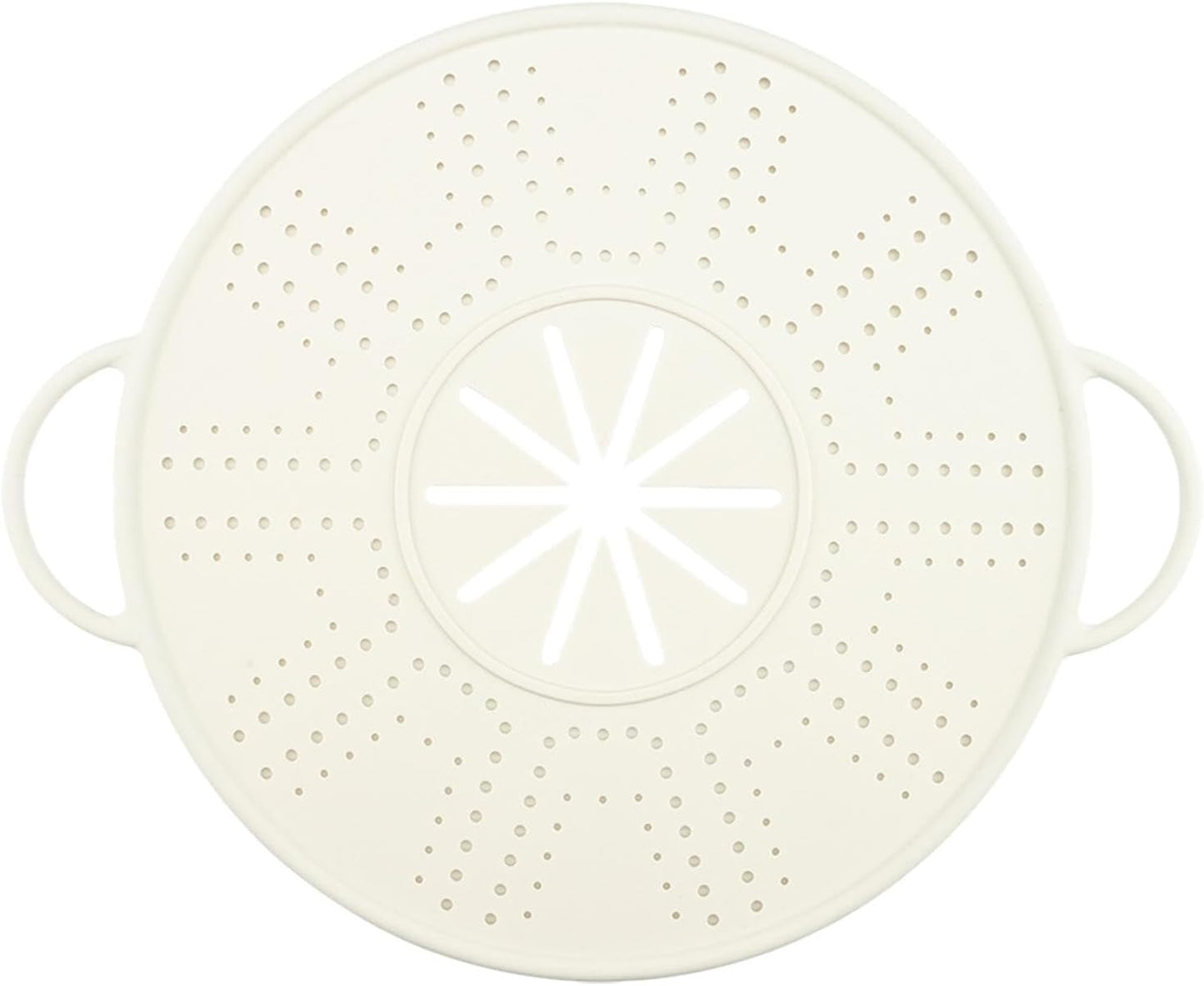 Fenteer Silicone Spill Stopper Lid Silicone Splatter Screen with Steam Vents Multi Use Boil over Spill Stopper for Stockpots Kitchen, White