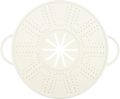 Fenteer Silicone Spill Stopper Lid Silicone Splatter Screen with Steam Vents Multi Use Boil over Spill Stopper for Stockpots Kitchen, White