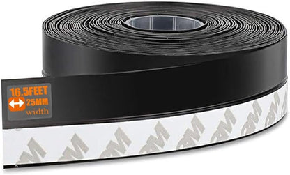 Silicone Seal Strip,Weather Stripping for Door or Window,Weatherproof Soundproof Self Adhesive Door Strip Bottom, Door Draft Stopper Silicone Strip Tape (Black Length 16.5 Feet Width 45mm)