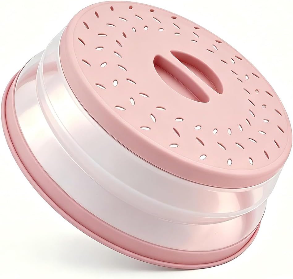 Collapsible Microwave Splatter Cover(Light purple, 10.5IN) | Microwave Plate Cover With Steam Vent，BPA-Free Silicone & Plastic